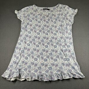 Lauren Ralph Lauren Black Label Sleepshirt Womens Large White Floral Chemise